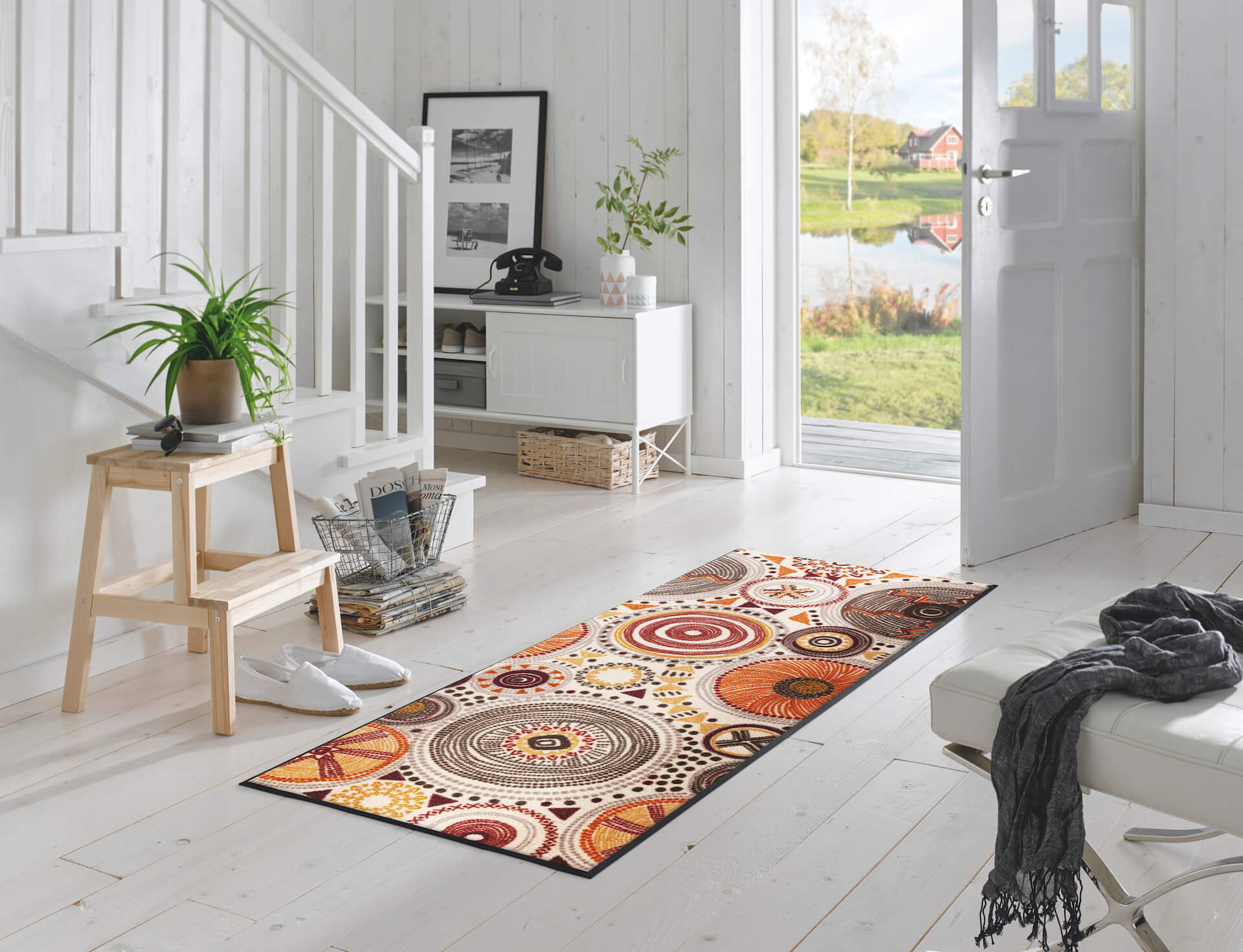 Fußmatte Boho Style, Wash & Dry Designmatte, mehrfarbig, Interieurbild