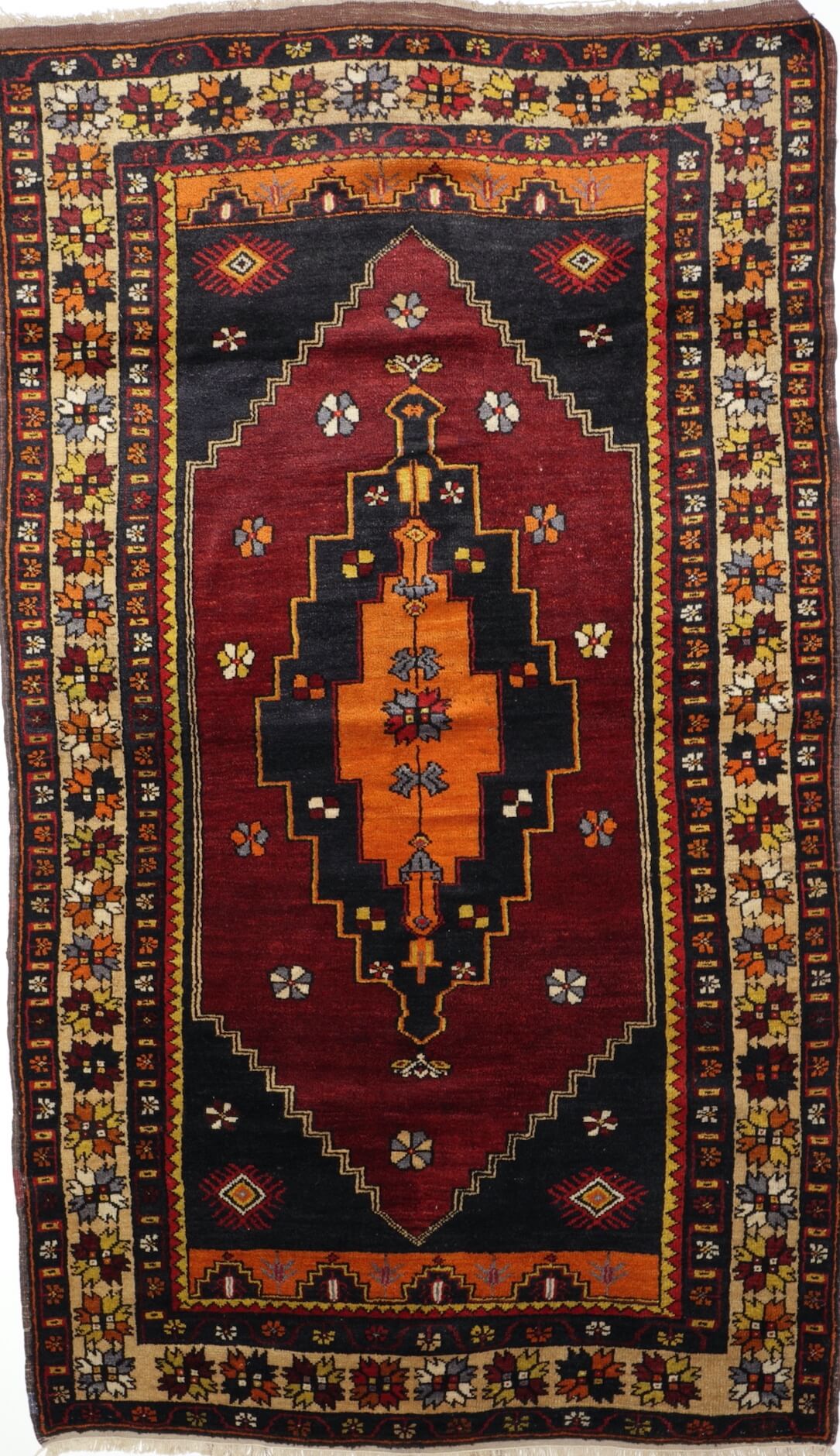Türkischer Nomadenteppich Yürük, reine Schurwolle, 120 x205 cm, Draufsicht