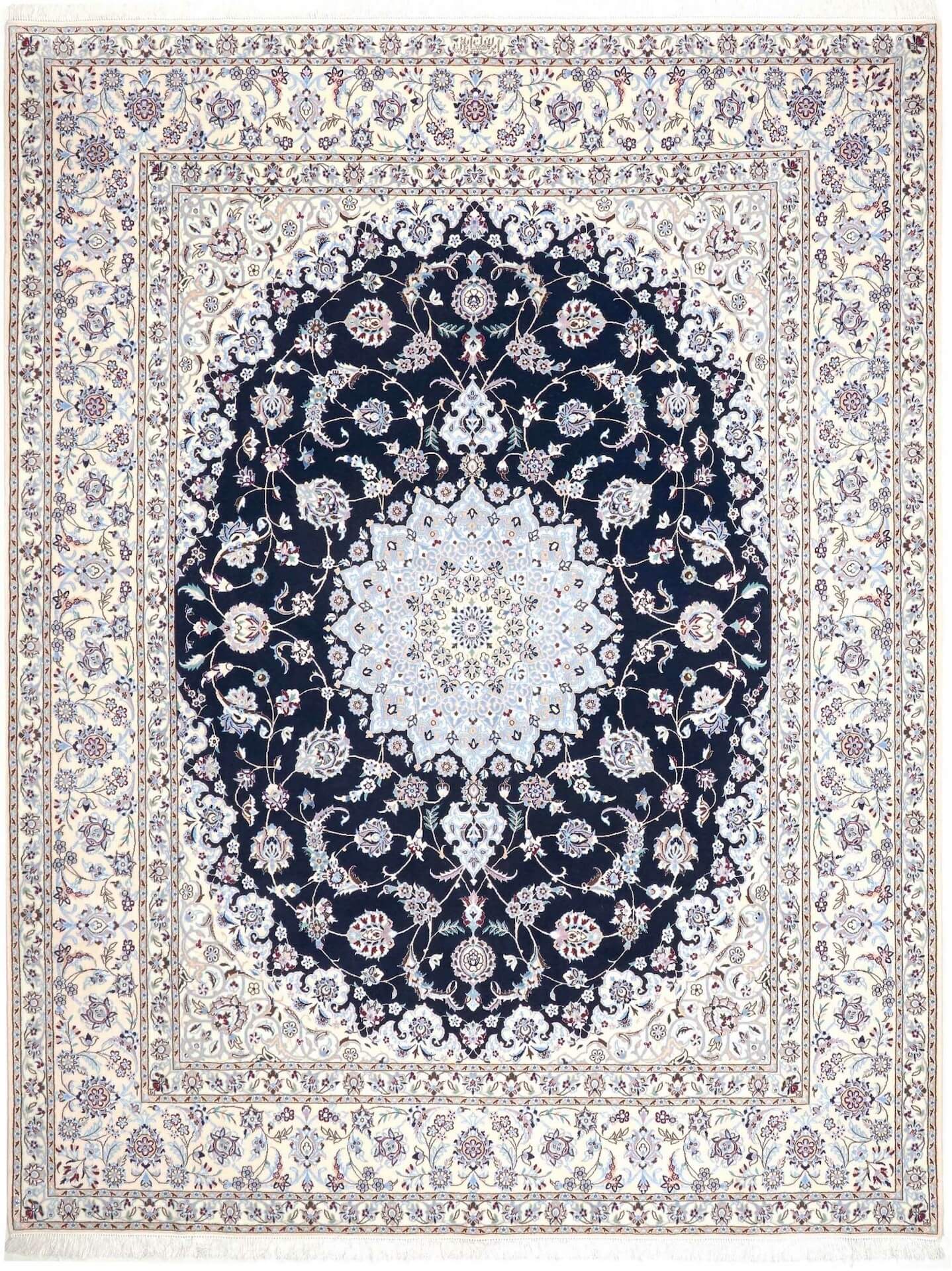 Nain Teppich Blau, 6 LA Knüpfung, Schurwolle, 208 x 270 cm, Draufsicht