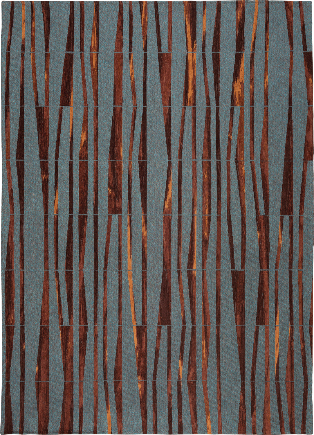 Bamboo Design, Flachgewebe, Baumwoll-Chenille/Polyester, Azur/Gold, Draufsicht