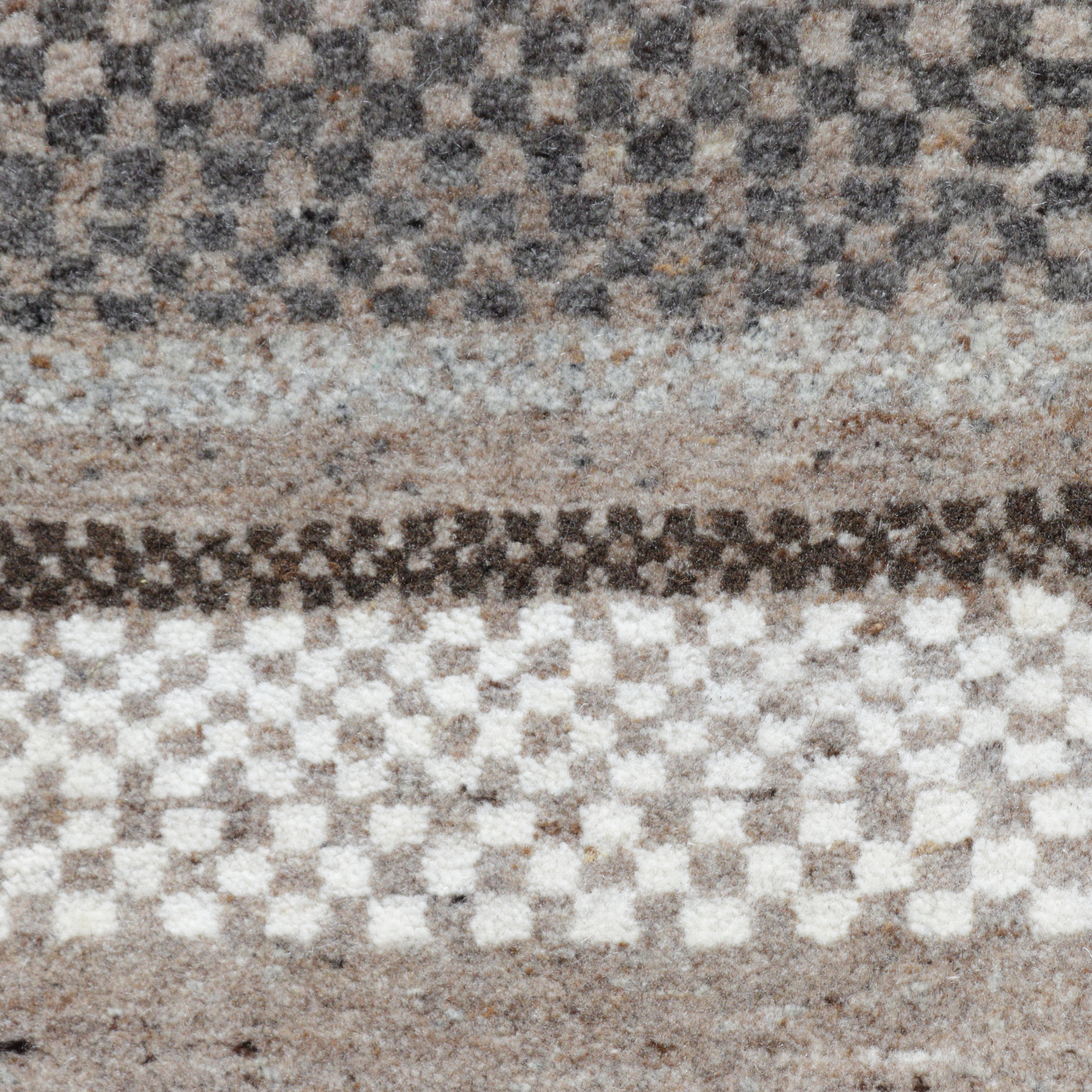 Natur-Pur Teppich mit Streifendesign, handgeknüpft aus Schurwolle in beige/braunen Farben, Detailansicht
