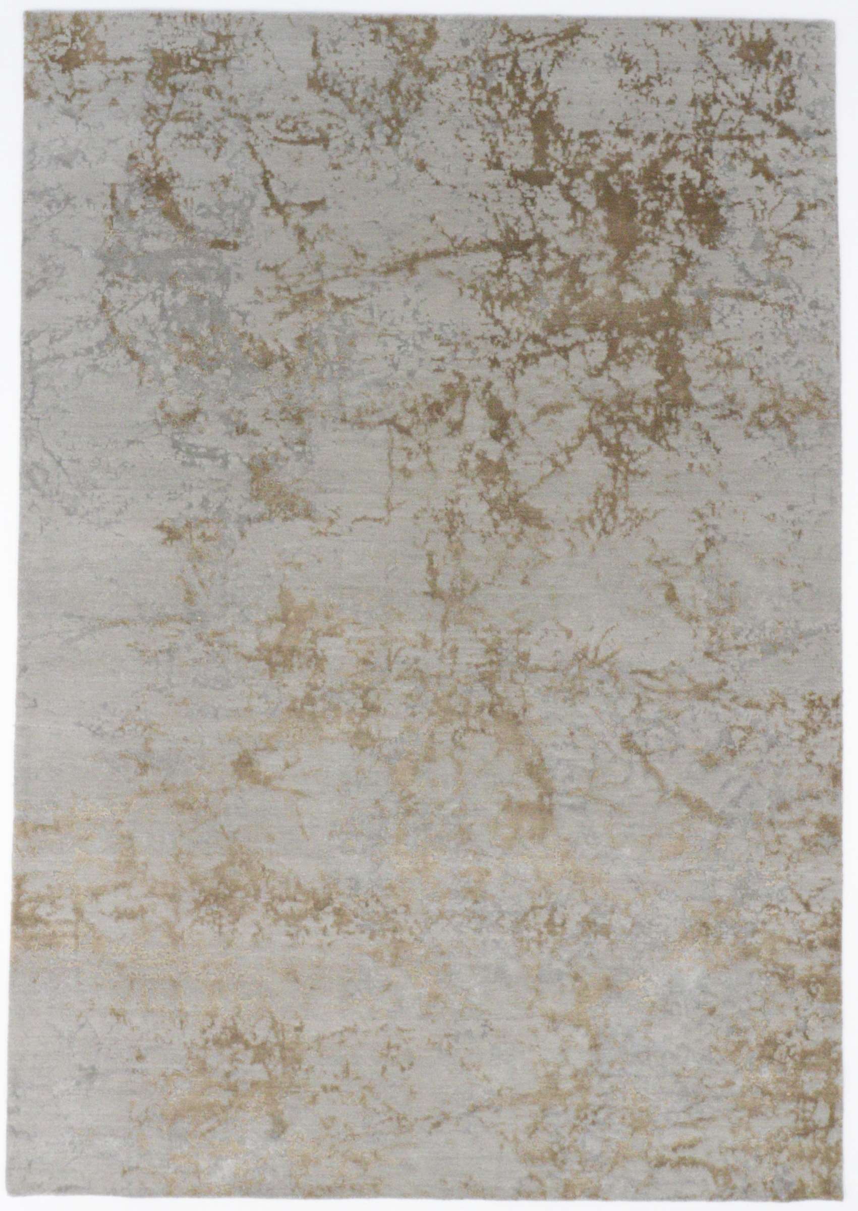 Chaos Theory by Kavi modern Art, indischer Designerteppich, grau/gold, Draufsicht