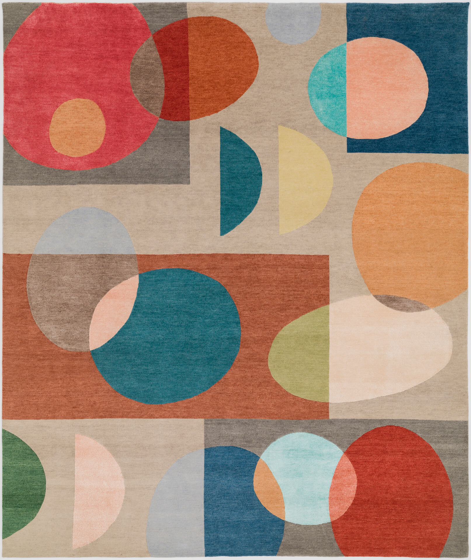 Makalu Domus MD 383, Designerteppich handgeknüpft in Nepal, mehrfarbig, Draufsicht
