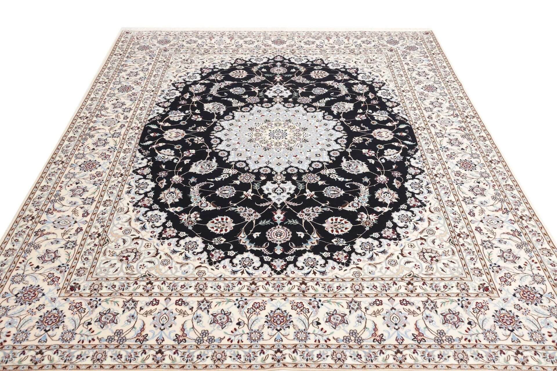 Nain Teppich Blau, 6 LA Knüpfung, Schurwolle, 208 x 270 cm, Frontalansicht