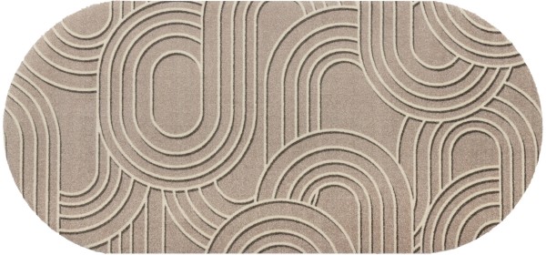 Fußmatte Sand Twist, oval, ohne Rand, wash & dry, 050 x 90 cm, Draufsicht