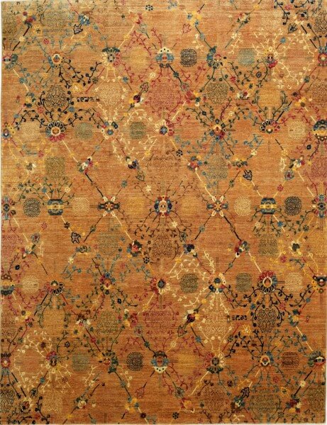Saphir Gold, afghanischer Orientteppich, Schurwolle, handgeknüpft, Draufsicht