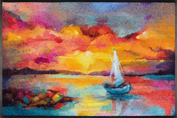 Fußmatte Sunset Boat, Wash & Dry Design Enter & Exit, mehrfarbig, 050 x 075 cm, Draufsicht