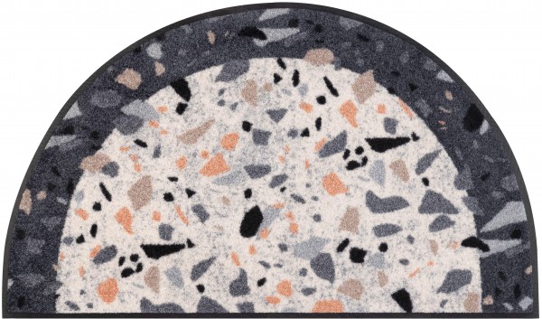 Round Terrazzo, Sauberlaufmatte, Sonderform, 050 x 085 cm, mehrfarbig, Draufsicht