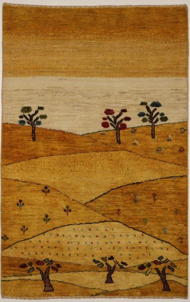 Kashkuli Landscape, gelb, Zollanvari Design, 094 x 144 cm, Draufsicht