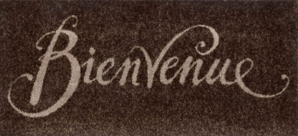 Randlose Fußmatte mit Aufschrift Bienvenue, braun, 30 x 70 cm, Draufsicht