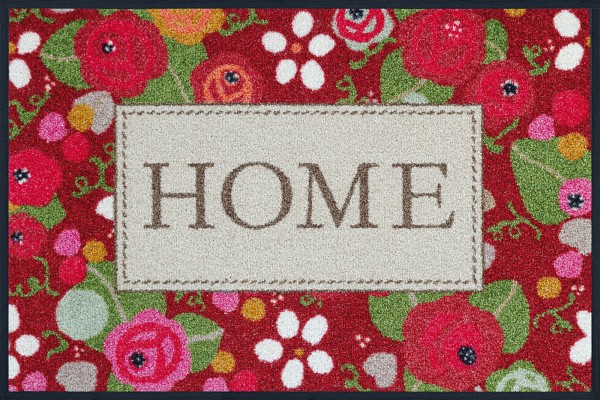 Rose Cottage Fußmatte, bunt mit HOME-Schriftzug, 50x 75 cm, Draufsicht