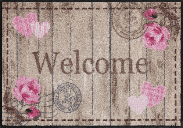 Fußmatte Welcome Roses, Salonloewe Design, 050 x 075 cm, Draufsicht