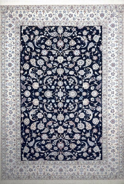 Nain Teppich Blau, 6 LA Knüpfung aus Schurwolle, 253 x 357 cm, Draufsicht