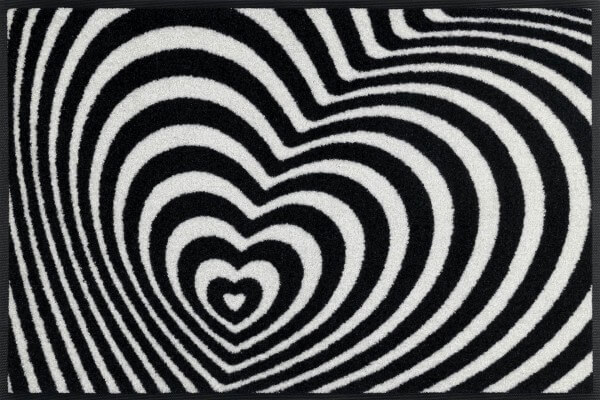 Fußmatte Optical Love, Wash & Dry Designmatte, schwarz/weiß, 050 x 075 cm, Draufsicht