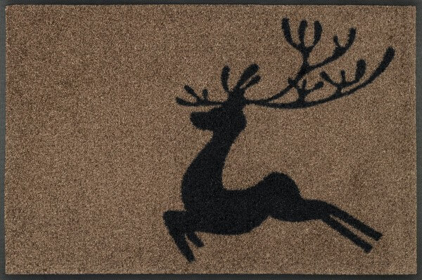 Fußmatte Jumping Deer, Wash & Dry Herbst-Design, braun/schwarz, 050 x 075 cm, Draufsicht
