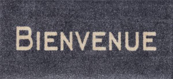 Sauberlaufmatte Bienvenue graphite, mit hellem Schriftzug, 30 x 70 cm, Draufsicht