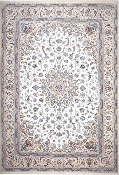 Nain Teppich 6 LA, handgeknüpft aus Schurwolle, Hauptfarbe Beige, 259 x 379 cm, Draufsicht