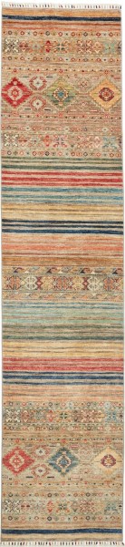 Afghanteppich Rubin Multy Runner, handgeknüpft , Schurwolle, 075 x 337 cm, mehrfarbig, Draufsicht