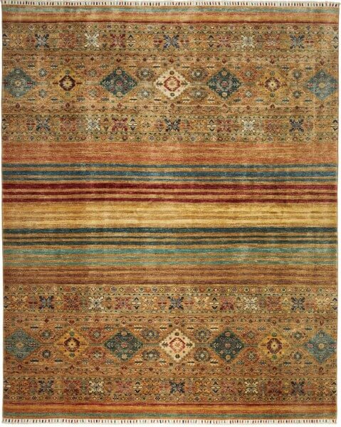 Afghanischer Teppich Rubin Multi, Schurwolle, handgeknüpft, 206 x 253 cm, mehrfarbig, Draufsicht