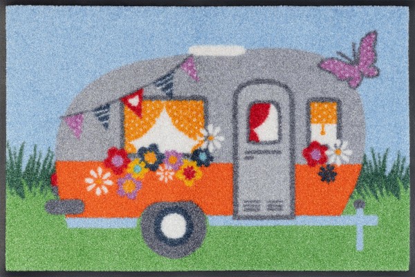 Happy Camping Fußmatte, Wohnmatte für Camper, bunt, 40 x 60 cm, Draufsicht