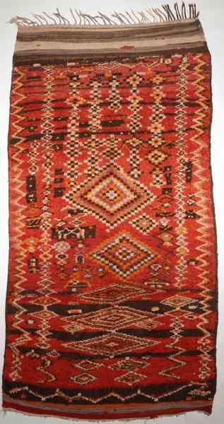 Original Berberteppich Mrirt, rot - mehrfarbig, Draufsicht