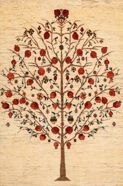 Persischer Gabbeh Pomegranate Tree of Life 9, 153 x 201 cm, Draufsicht