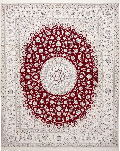 Nain Teppich Rot, sehr feine 6 LA Knüpfung, Schurwolle, 251 x 301 cm, Draufsicht