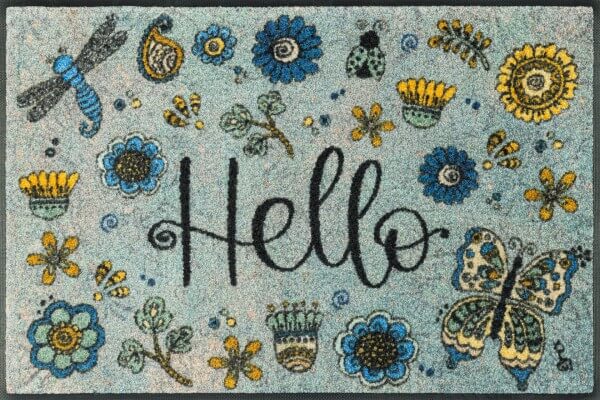Fußmatte Hello Flowers, Wash & Dry Design, 050 x 075 cm, Draufsicht