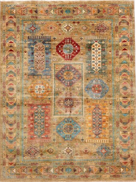 Afghanteppich Rubin Modern Art, Schurwolle, handgeknüpft, Draufsicht