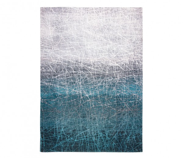 Flachgewebe Teppich Polar Vortex, 85% Baumwolle + 15% Polyester, verschiedene Blautöne, Draufsicht