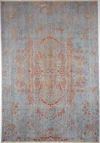 Flachgewebe Teppich Nirwana N 09, Schurwolle und Viskose, Vintage Style, Draufsicht
